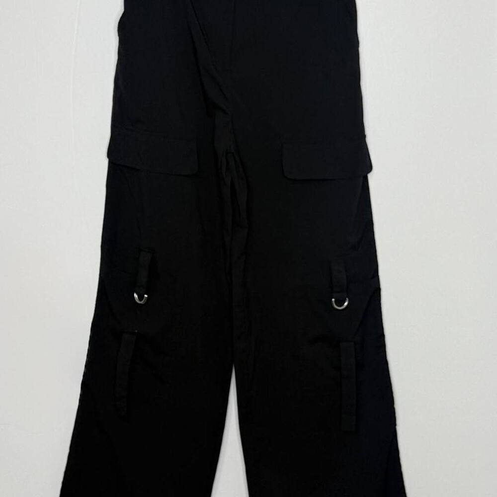 Black cargo pants with adjustable
